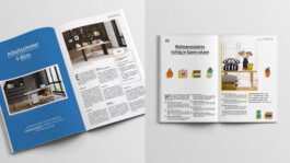 The first issue of Pickawood's custom-made furniture magazine, featuring a fresh take on their established brand identity. 